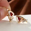 Hoopörhängen Boho Gold Color Brud Multicolor Zircon Small Triangle Stone Luxury Crystal Geometric for Women