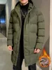 Männer Jacken Winter Lange Parka Warme Jacke Fleece Liner Mit Kapuze Windjacke Mantel Dicke Baumwolle Gepolsterte Thermische Parkas Plus Größe 8XL 230106