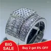 Кластерные кольца роскошные винтажные кольца набор принцесса Cut Zircon Cz 925 Серебряное обручальное обручальное кольцо для женщин для женщин подарок