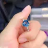 Küme halkaları kjjeaxcmy ince mücevher 925 Gümüş kakma doğal mavi topaz trendy kız değerli kız taş ring destek testi Çin tarzı