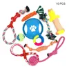 Dog Toys Chews 10 Pcs/Set Rope Durable Braided Puppy Teething Chew Natural Cotton For Teeth Cleaning Jk2012Ph Drop Delivery Home G Dhdqi