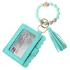 Party Favor Fashion Pu Leather Bracelet Wallet Keychain Tassels Bangle Key Ring Holder Card Bag Sile Beaded Wristlet Keychains Handb Dhuhq