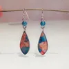 Pendientes de aro con forma de corazón para mujer, gota acrílica, bohemio, colorido, colgante geométrico