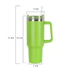 2023 NEW 40OOS CAR CAPS Tumbler مع مقبض السيليكون والأغطية المعزولة Tumblers PP Straw Straw Stafless Steel Mugs Termos Cup by 245W