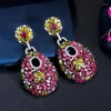 Boucles d'oreilles pendantes Vintage coloré CZ Court Style bijoux pour femmes pistolet noir découpe événement de mariage pendentif cadeau en gros