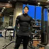 Men's Hoodies Fashion Men Fitness Tight Long Sleeve Shirts Bodybuilding Workout