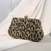 Duffel Bags Vintage Feminina Bolsa de Bolsa Bordeira Bordada Banquete de Dinner Leopard Print