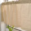 Cortina hecha a mano de lino y algodón para cocina, cenefa con borlas de encaje de ganchillo, cortinas cortas para café pequeño para tratamiento de ventanas de baño TJ7035