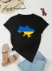 Kvinnor s t shirt kvinnor harajuku sommar ukraina flagga solros tryckt skjorta politisk rund hals kort ärm pullover op 230106