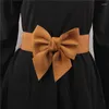 Bälten bred elastisk bälte kvinnors bowknot bälte stretchig båge för kvinnliga klänningar stor knut korsett midjeband