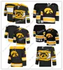 College hockey draagt ​​2022 NCAA Custom Iowa Hawkeyes genaaid hockey jersey 91 Ryan Carlson 71 Dean Dudzik 14 Aiden Germaine 21 Luca Goulding 20 Luke Imburgia 28