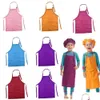 Aprons Child Apron Kids Sleeve Hat Pocket Garten Kitchen Baking Painting Cooking Drink Enfant Kitchen1 Drop Delivery Home Garden Text Dhpxw