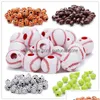 Acrylique Plastique Lucite 50Pc / Lot Football Baseball Basketball Tennis Perles Acryliques Sport Ball Spacer Perle Fit Pour Bracelet Collier Dh93Z