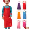 Aprons Child Apron Kids Sleeve Hat Pocket Garten Kitchen Baking Painting Cooking Drink Enfant Kitchen1 Drop Delivery Home Garden Text Dhpxw