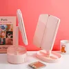 Storage Boxes Makeup Organizer Box With Led Light Mirror Skincare Rotating Plastic Organizing Drawer Cute Things