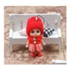 Stuffed Plush Animals 8Cm Clown Mobile Phone Pendant Plaid Skirt Knitted Hat Lovely Doll Mini Girls Ornaments Toys Gift Dolls Orig Dhent