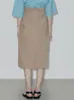 スカート女性スリットヘムハイウエストポケットa-lineソリッドカラーシンプルなミディスカート