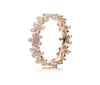 18K Rose Gold Silver Dazzling Daisy Meadow Stapelbare damesring voor Pandora 925 Sterling Silver Designer -ringen met originele Box9492861