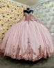 2023 Sparkly Sequins Applique Quinceanera Dresses 2 Pieces Detachable Boho Long Sleeves Ball Gowns Pageant Formal Dress Prom Sweet2225657