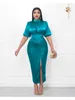 Plus Size Dresses Women's High Neck Tight Dress Elegant Split Pleated Summer