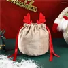 Décorations de noël, sacs à bonbons, bois, velours, ficelle à dessiner, emballage cadeau, décoration de fête, 2023