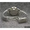 Zegarek na rękę 44 mm kwarcowy chronograf męski zegarki Bransoletka ze stali nierdzewnej czerwoną ręce stałą ramkę z górnym pierścieniem pokazującym DHFI6