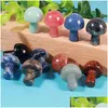 Steen 2 cm mini Mushroomstandbeeld Natuurlijk gesneden Decoratie Quartz Hand Gepolijst genezing Kristal Reiki Trinket Geschenkenruimte Ornament Drop DHA56