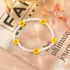 Anklets KINFOLK Hip Hop Flower Daidy Bead Anklet Bracelet For Women Bohemian Colorful Handmade Elastic Strech Ankle Jewelry Gift