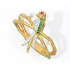 Bröllopsringar 2023 Söt guldfärg Bird Rhinestones Zircon Ring for Women Statement Engagement Band smycken Tillbehör