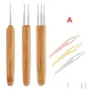 Outils d'artisanat 6pcs 0,75 mm / 0,5 mm Dreadlocks Crochet Crochets Set Extensions de cheveux Aiguilles de tissage Interlock Needle Tool TP Drop Livraison Ho Dhhru