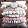 스트랜드 MD 패션 Boho Natural Beaded Bracelet Set 6pc 스택 세트 보헤미안 보석류 드롭 스택 세트