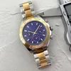 Classic Luxury Mens Watches Top Brand Men Men Gold Designer Watch Watch Stop Stophatch Band en acier inoxydable Chronograph Movement Wristwat321w