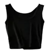 Women's Tanks J78E Women Sleeveless Scoop Neck Crop Tank Top Basic Plan Solid Color Workout Yoga Sport Navel Vest Slim Shirts Underwear