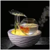 Akvaryumlar Masa Suyu Özellik Yeşil Lotus Haddeleme Topu Çeşme Şelalesi Cascade Kapalı Dekorasyon Akvaryum Nemlendiricisi Mist Balık DH3io