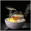 Aquariums De Table Caractéristique De L'eau Lotus Vert Boule Roulante Fontaine Cascade Cascade Décoration Intérieure Aquarium Humidificateur Mist Fish Dh3Io