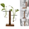 Planters potten Noordse stijl terrarium hydrocultuur planten vazen ​​vintage bloempot transparant houten frame glazen tafelblad huis bonsai dhahp