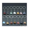 Key Rings Healing Reiki Chakra Natural Stone Skl Pendant Keychain Crystal Chakras Quartz Chains Jewelry Accessories Drop Delivery Dhpzm