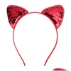 Hair Accessories Fashion Cute Sequins Cat Ears Hoops Headband For Girls Kids Hairbands Head Band Baby Toddler Headwear Children 405 Dhfhx