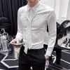 Casual shirts voor heren van topkwaliteit Menshirt Brand 2023 Lange mouw eenvoudige streetwear tie Design Mens Slim Fit Dress Tuxedo