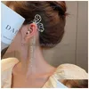 Clip-On Screw Back Backs Earrings 2022 Trendy Long Butterfly Clip Ear Clips Without Pierced Rhinestone Women Girls Jewelry Drop Del Dhosm