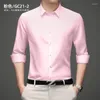 Casual shirts voor heren met lange mouwen Satin Mens Shirt Slim Fit zakelijk werk camisas niet ijzeren vaste kleur chemise homme para hombre