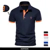 Polo da uomo AIOPESON Ricamo 35% Polo in cotone per uomo Casual Tinta unita Slim Fit Polo da uomo Moda estiva Abbigliamento uomo di marca