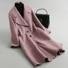 Women's Wool & Blends Women Coat 2023 Warm Autumn Winter Jacket Turn-down Collar Ladies Long Coats Manteau Femme KQN38062 S