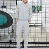 Jogging Clothing Sports Suit Long Sleeve Trendy High Waist Pockets Zipper Sweatshirts Ankle Tied Pants Set Sportswear Male