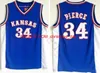 Maglie da basket cucite NCAA Kansas Jay College Joel 21 Embiid Vintage Paul 34 Pierce Jersey Camicie blu S-2XL