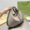 Luxury Crescent Bag Retro Crossbody Half Moon Bags Women Handbags Shoulder Croissant Bags Clutch Purse Old Flower Canvas Genuine Leather Adjustable Red Green Strap