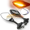 2 X Motorcycle LED Turn Lights Side Mirrors For KAWASAKI NINJA ZX 10R 10 R CC ZX-10R ZX10R 08 09 10 2008 2009 2010 Carbon Turn Signal Indicators Rearview Mirror 6 Colors