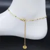 Anklets 2023 Round Shell rostfritt stål armband fotled för kvinnor guldfärgkedja strandfot smycken koncha concha ax04
