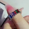 New Colorful Cubic Zircon 925 Sterling Silver Wedding Eternity Band Ring for Women Fashion Jewelry Christmas Party Gift