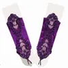 Gants de sport mode Sexy femmes femme court demi-doigt Satin couture perle dame rétro dentelle conduite sans doigts